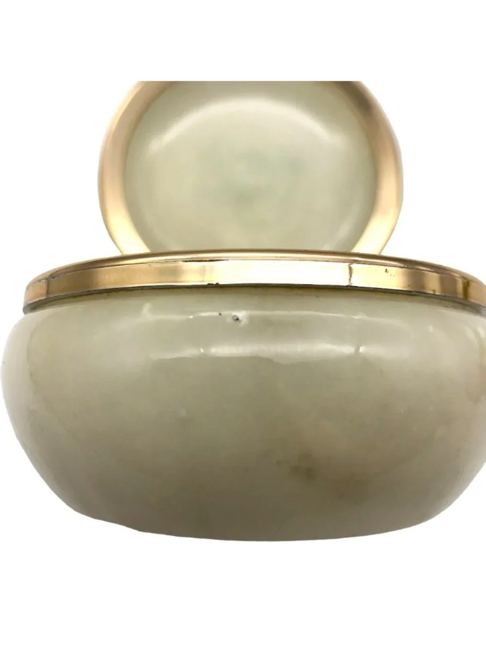 Genuine Alabaster Merry Christmas Hand Carved Trinket Jewelry Box Holly Border